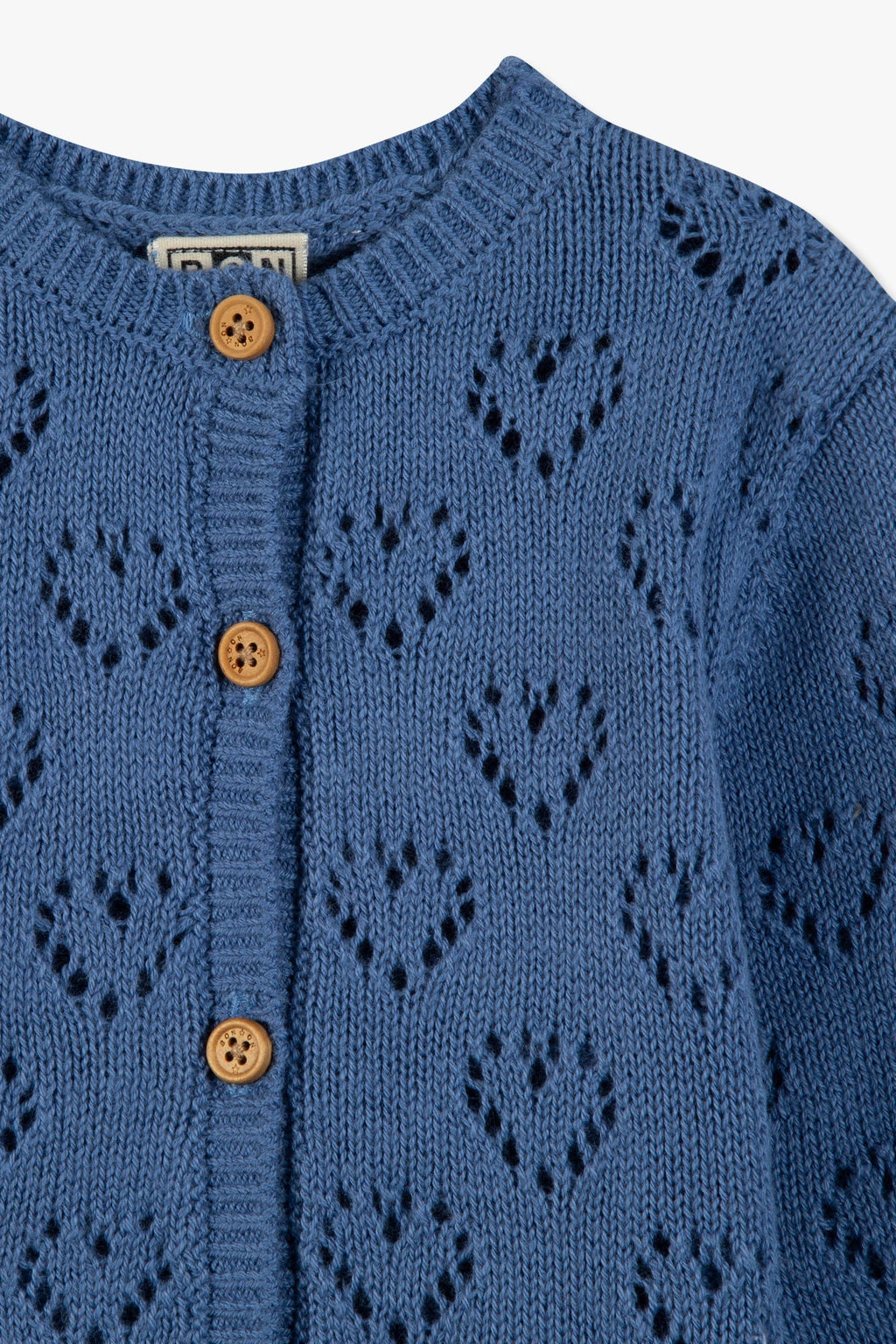 Cardigan - Cœur Pointelle Bleu