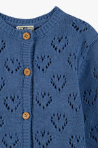 Cardigan - Cœur Pointelle Bleu