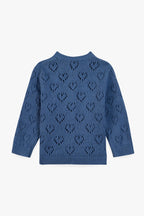 Cardigan - Cœur Pointelle Bleu