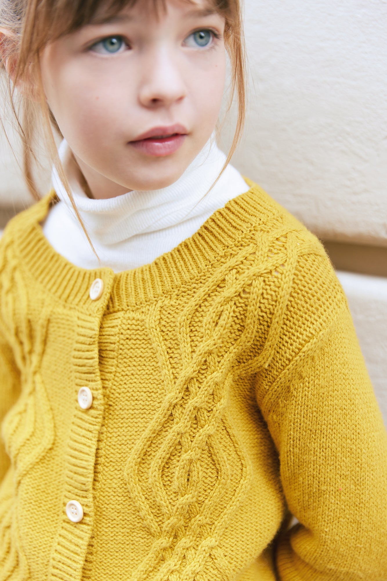 Cardigan - Bernard Tricot Torsadé Jaune