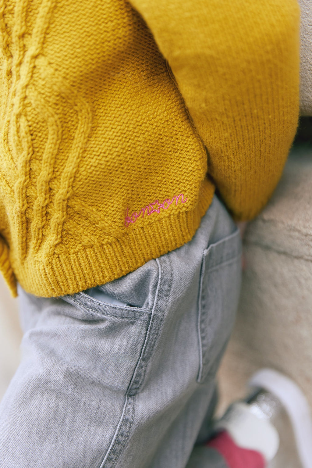 Cardigan - Bernard Tricot Torsadé Jaune