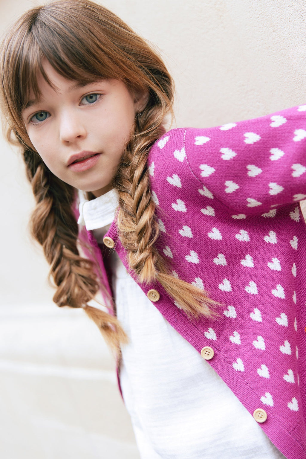 Cardigan - Lilou Violet Imprimé Coeur