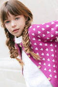 Cardigan - Lilou Violet Imprimé Coeur