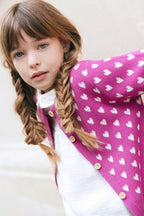 Cardigan - Lilou Violet Imprimé Coeur