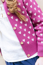 Cardigan - Lilou Violet Imprimé Coeur