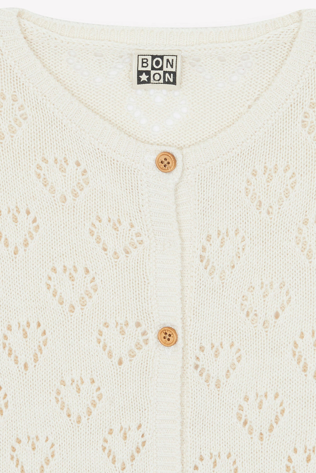 Cardigan - Lilou Écru Imprimé Coeur
