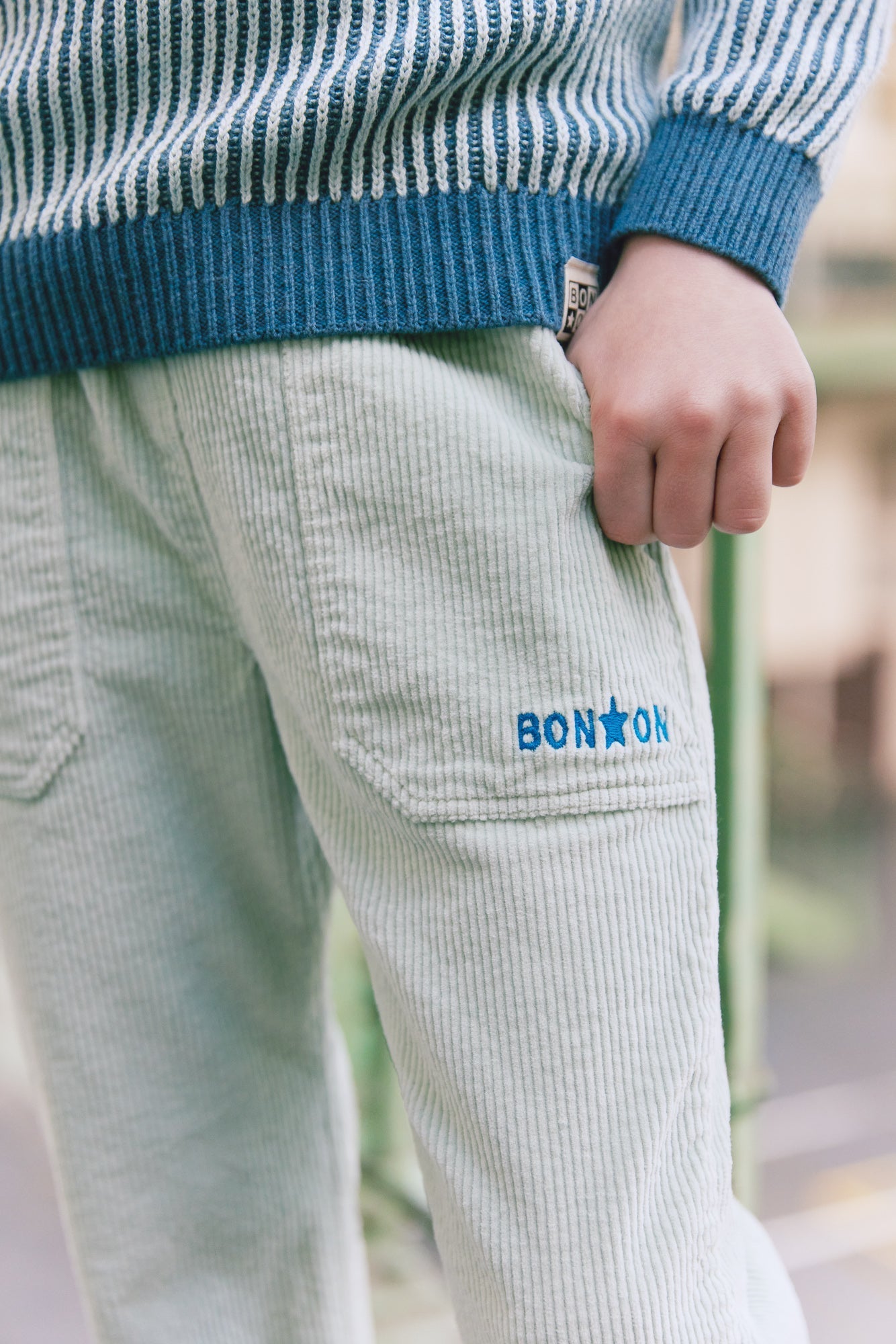 Pantalon - Batcha En Velours Vert Clair