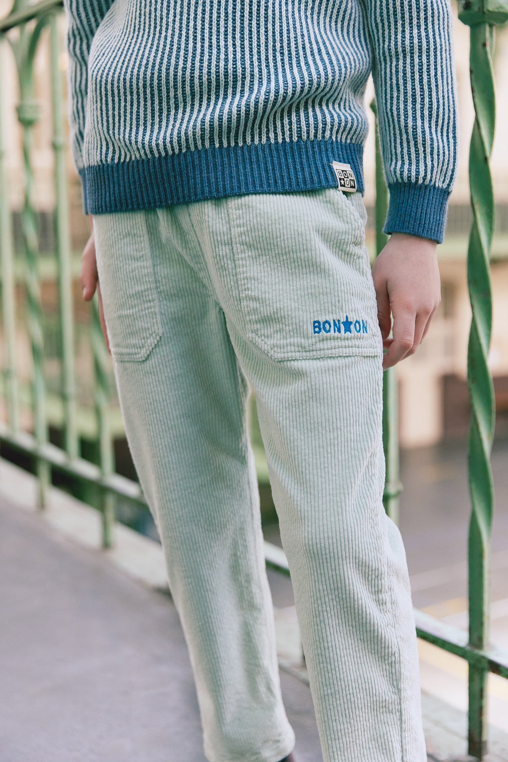 Pantalon - Batcha En Velours Vert Clair