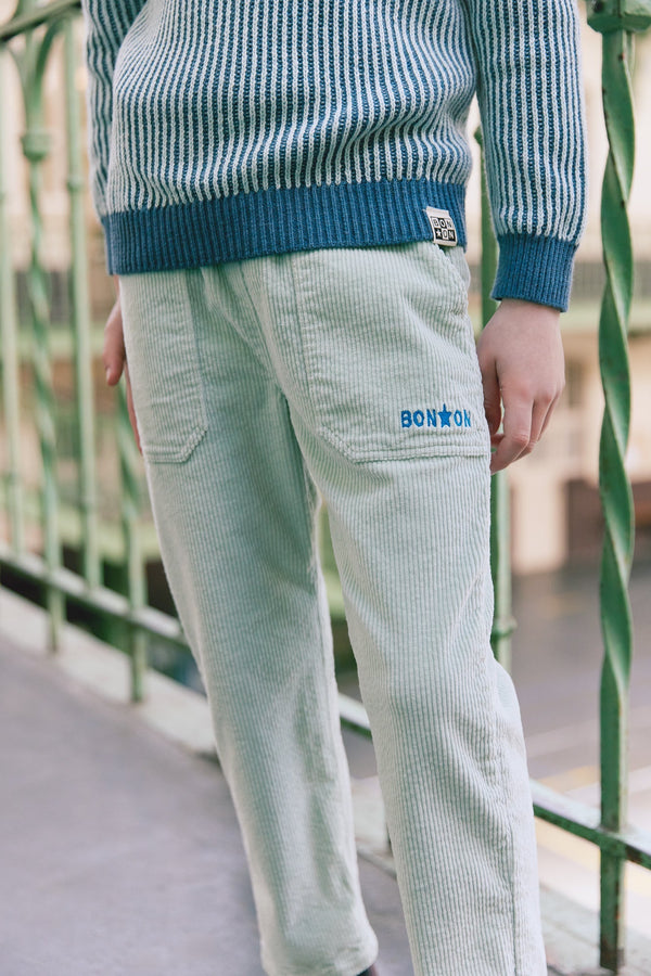 Pantalon - Batcha En Velours Vert Clair
