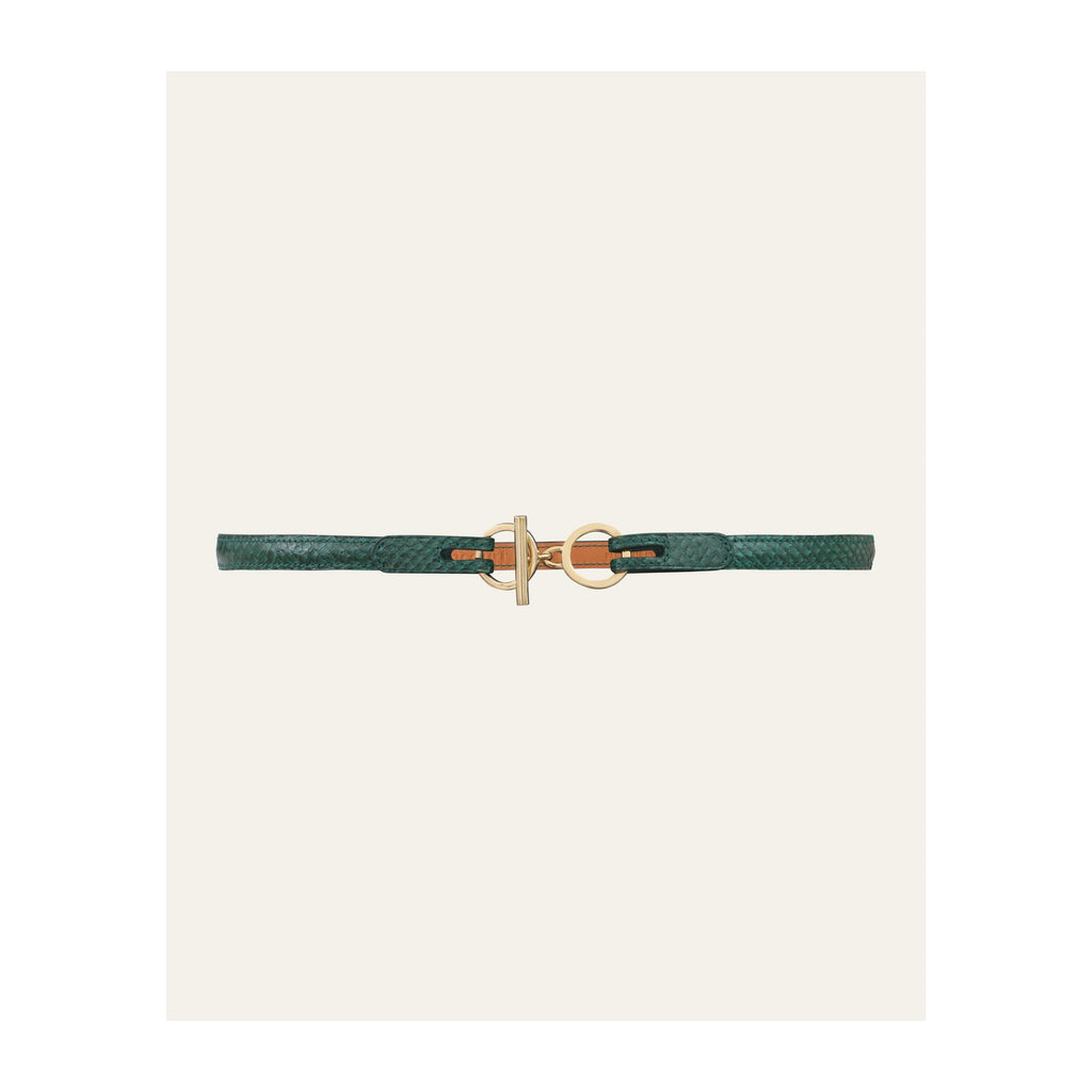 Ceinture L'Attachante Cuir De Saumon Verte Irisée