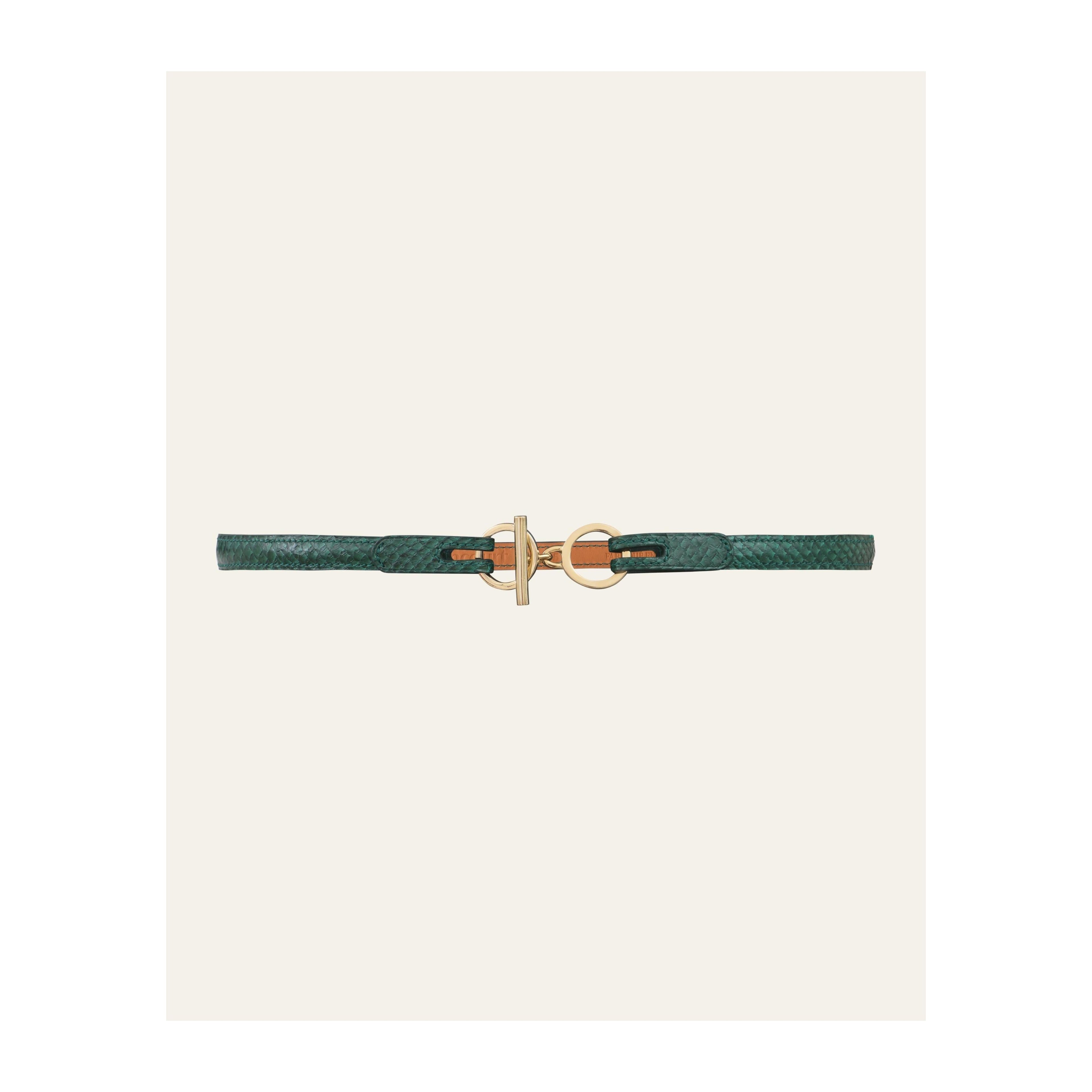 Ceinture L'Attachante Cuir De Saumon Verte Irisée