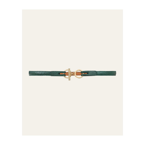 Ceinture L'Attachante Cuir De Saumon Verte Irisée