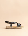Espadrilles Plates Mykonos - Cuir Noir - Femme