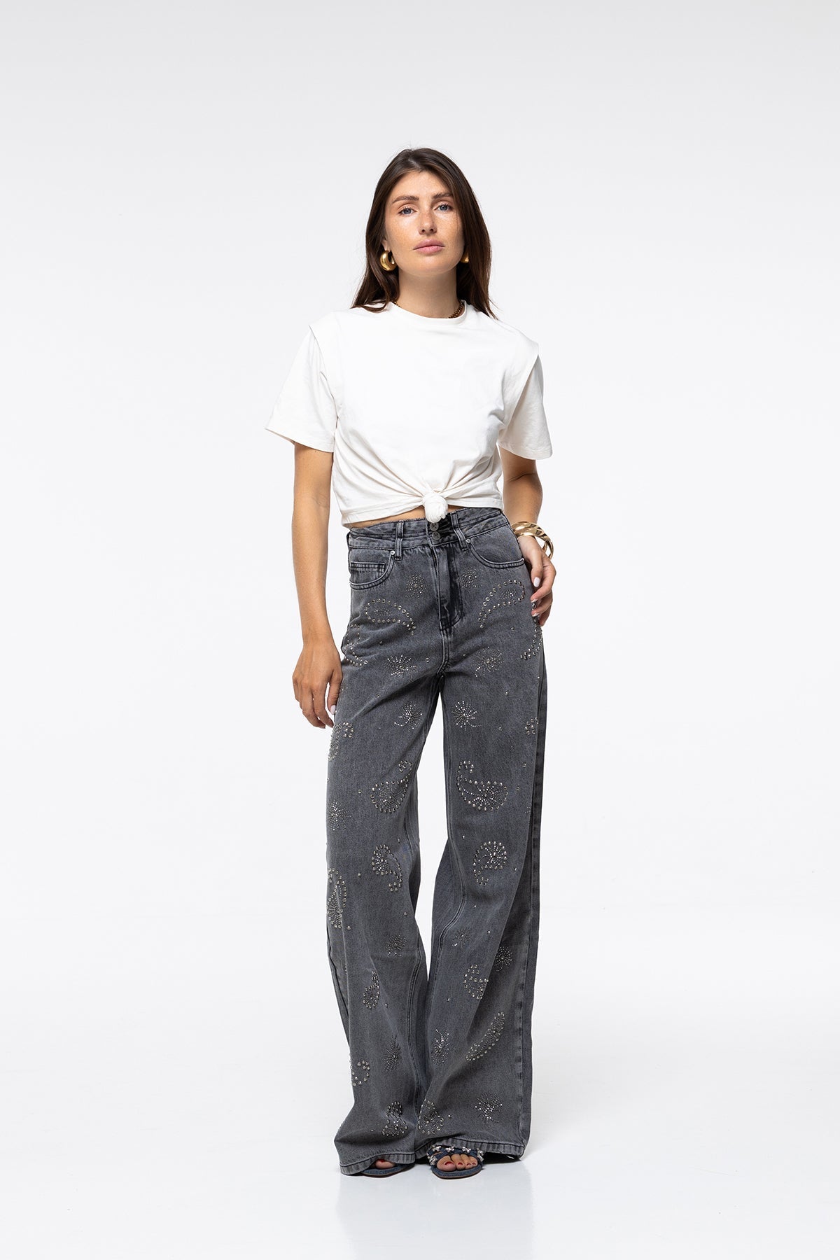 Jeans Lara - Strass Gris