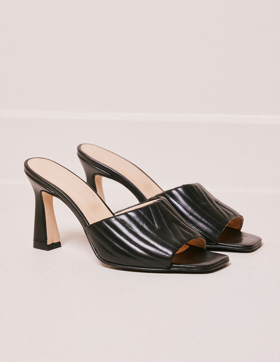 Mule en cuir noir Martha - M.Moustache