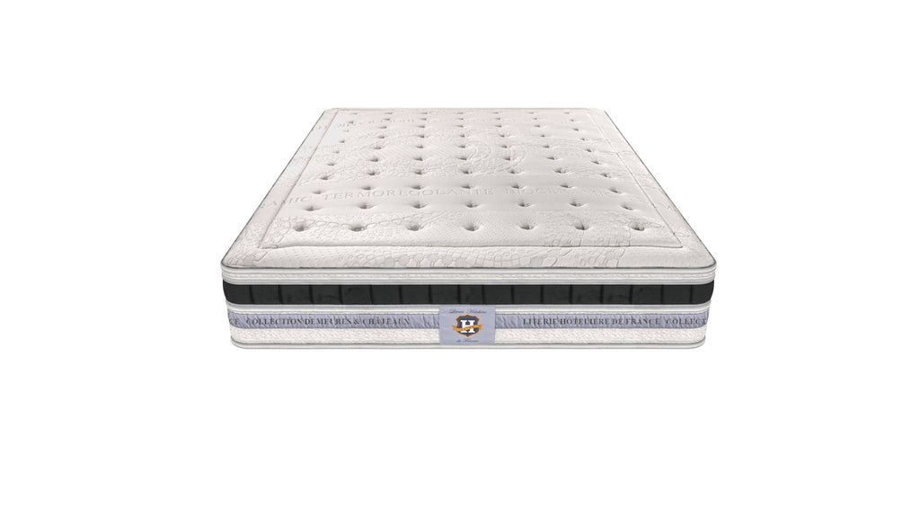 Versailles - Ensemble Matelas + Sommier - Blanc/Noir