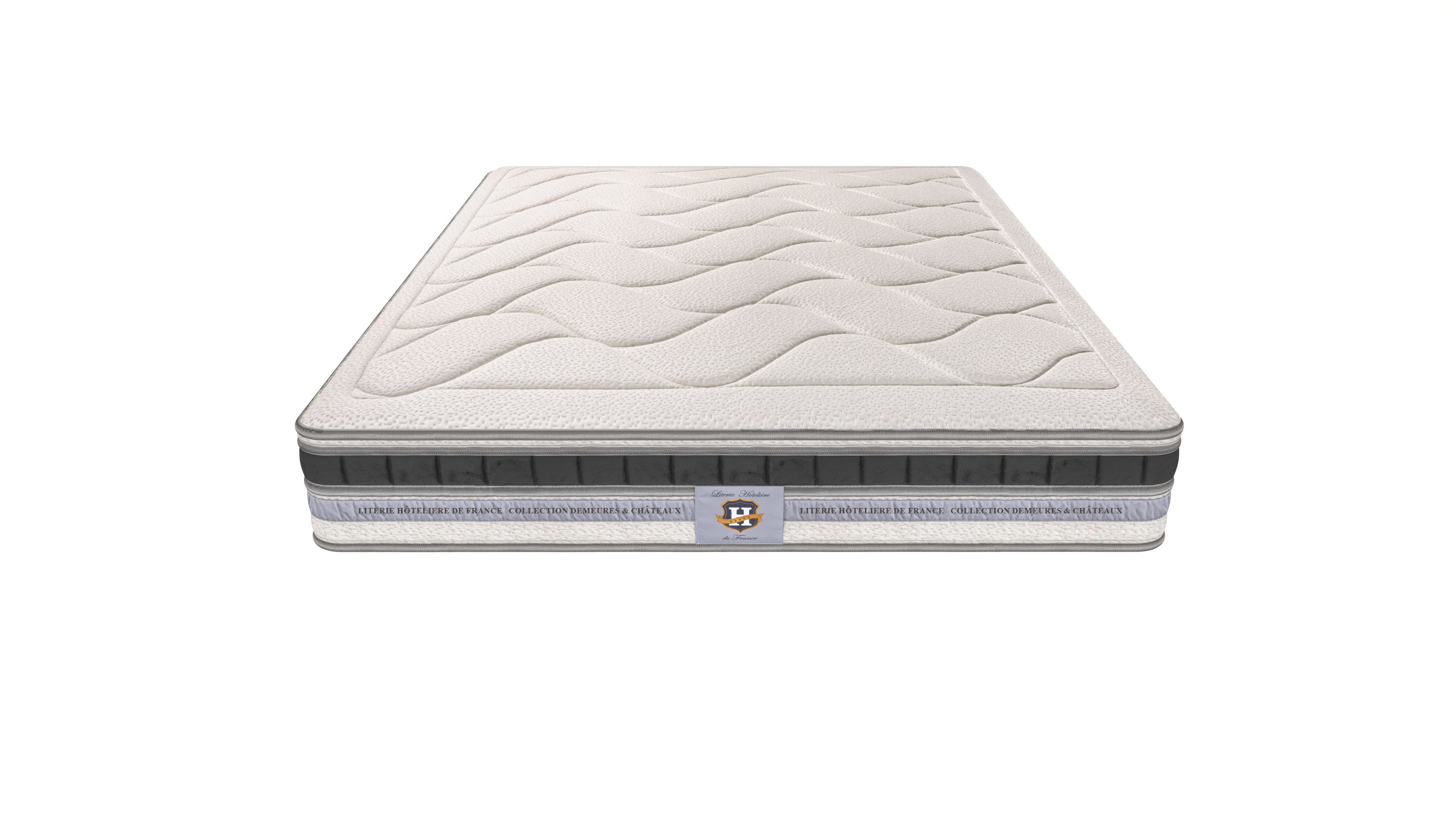 Cheverny - Ensemble Matelas + Sommier - Blanc/Gris
