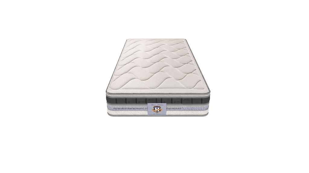 Cheverny - Ensemble Matelas + Sommier - Blanc/Gris