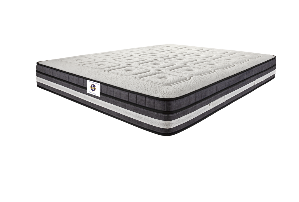 Chinon - Ensemble Matelas + Sommier - Blanc/Gris