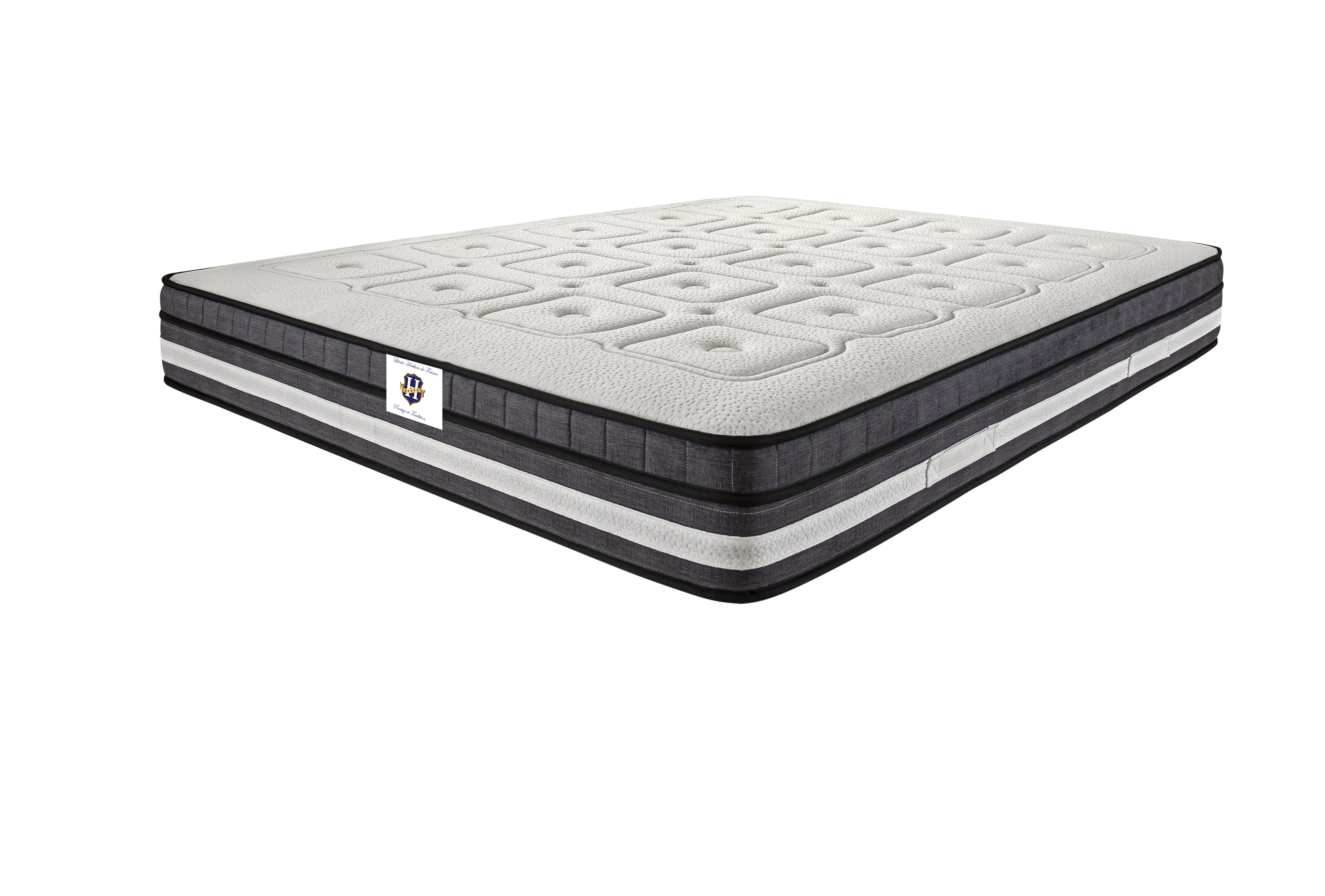 Chinon - Ensemble Matelas + Sommier - Blanc/Gris