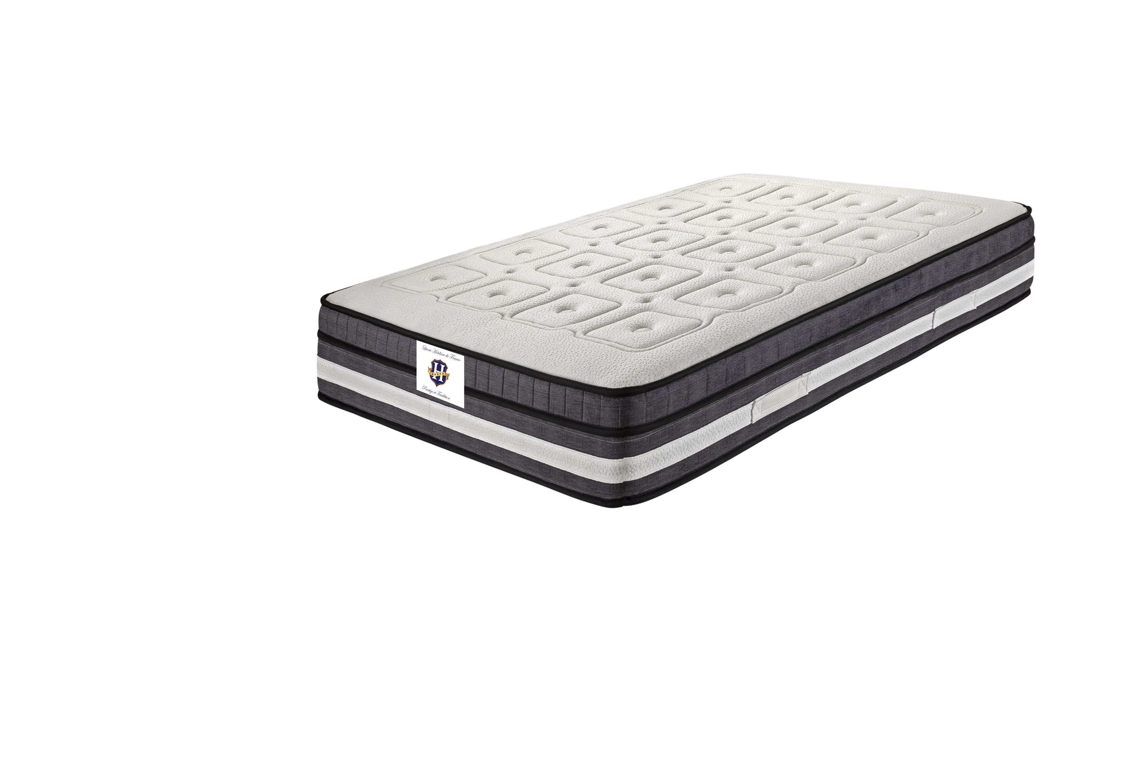 Chinon - Ensemble Matelas + Sommier - Blanc/Gris