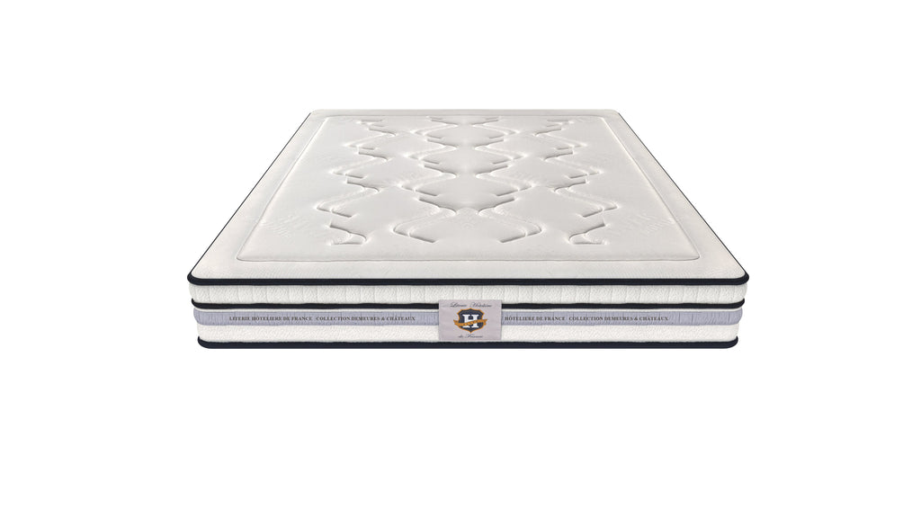 Chambourcy - Ensemble Matelas + Sommier - Blanc/Noir