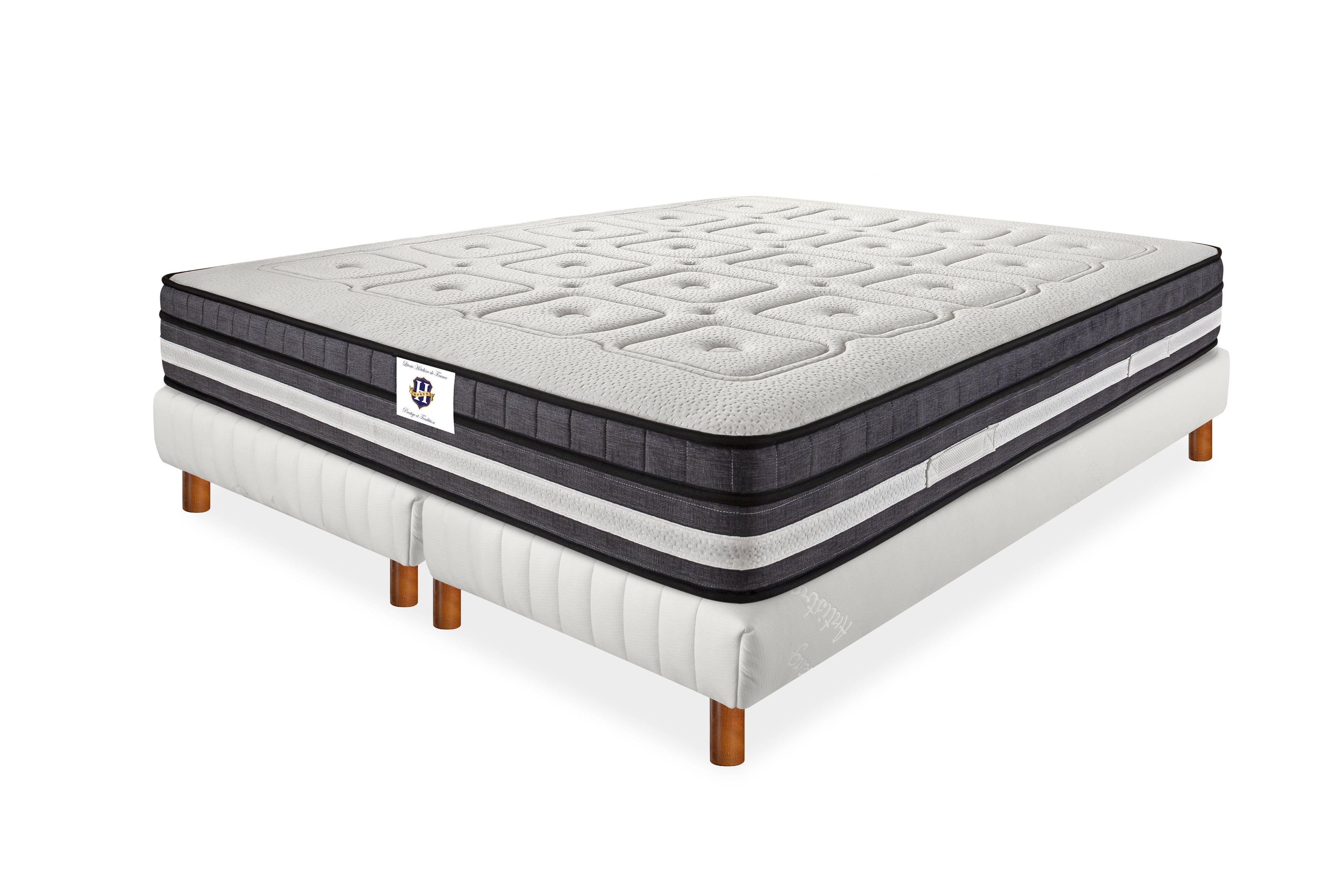 Chinon - Ensemble Matelas + Sommier - Blanc/Gris