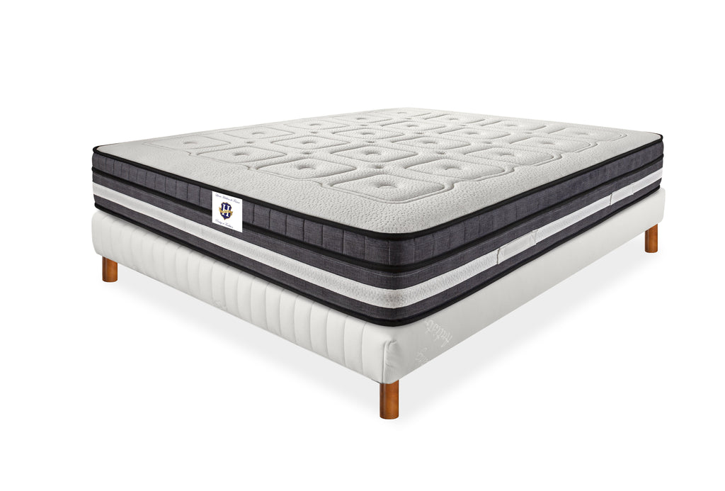 Chinon - Ensemble Matelas + Sommier - Blanc/Gris