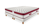 Castelnaud - Ensemble Matelas + Sommier - Blanc/Bordeaux