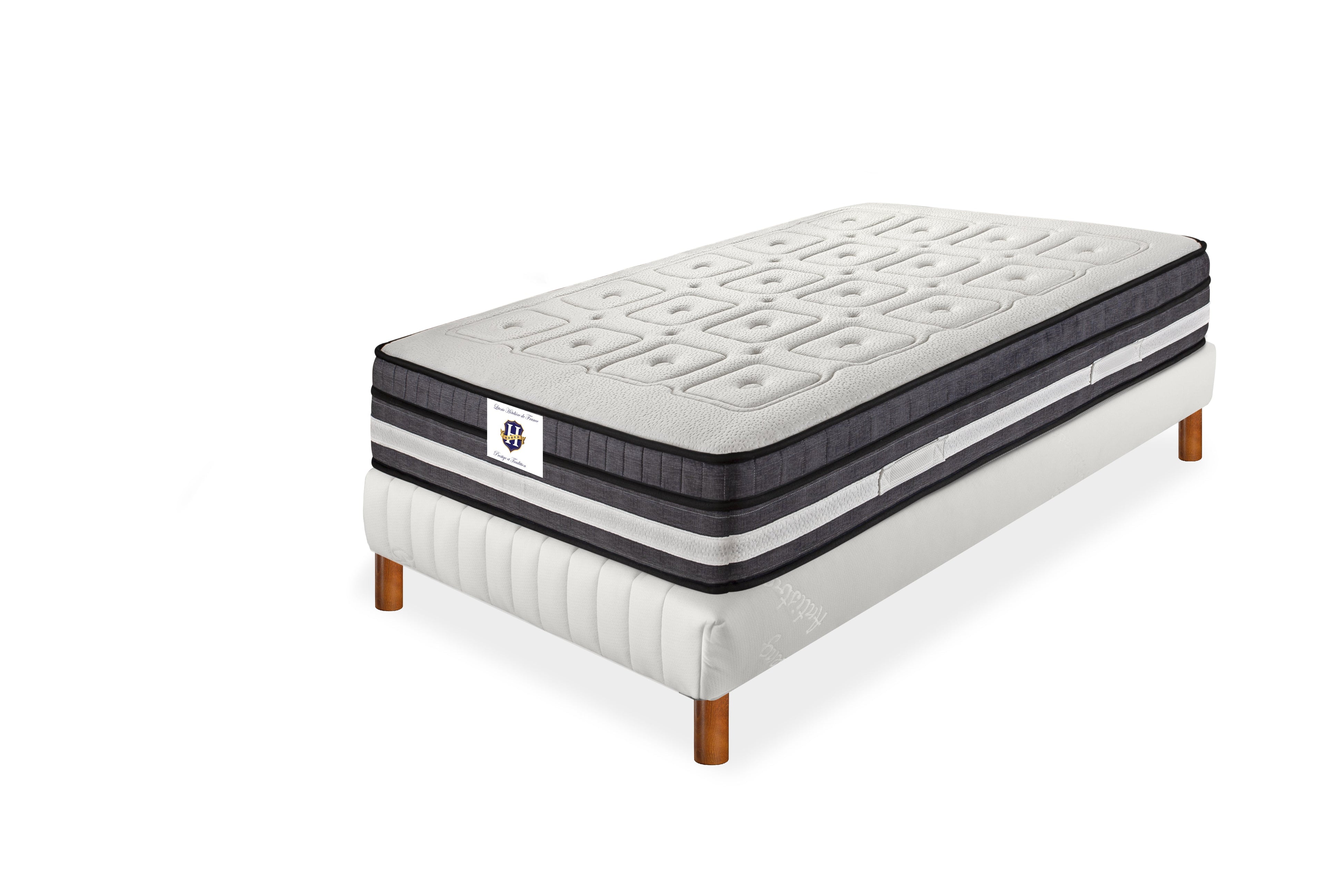 Chinon - Ensemble Matelas + Sommier - Blanc/Gris