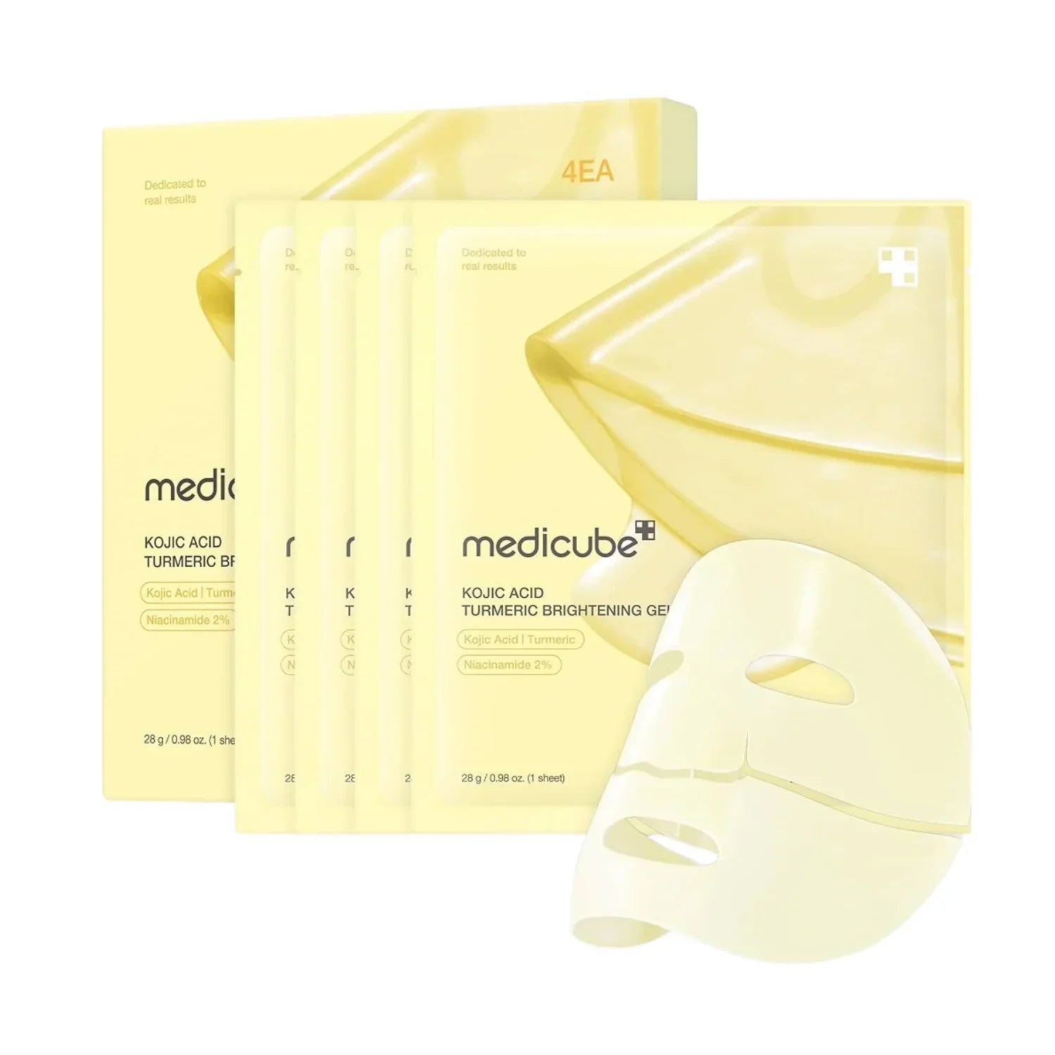 Medicube Kojic Acid Turmeric Brightening Gel Mask, 1 Box, 4 Sheets X 28G