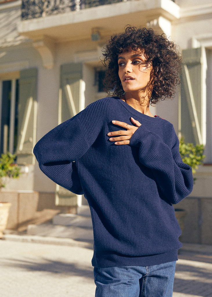 Marie Sixtine - Pull Mixte Laine Mérinos Mae - Navy
