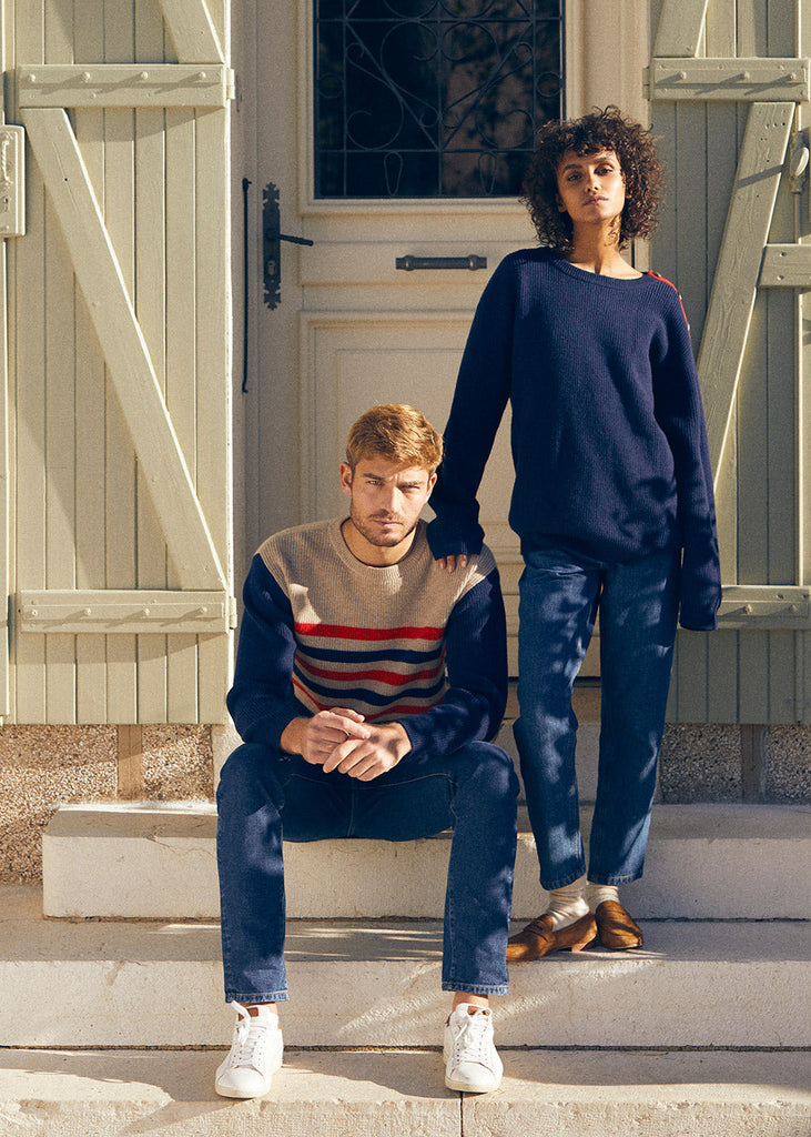 Marie Sixtine - Pull Mixte Laine Mérinos Mae - Navy