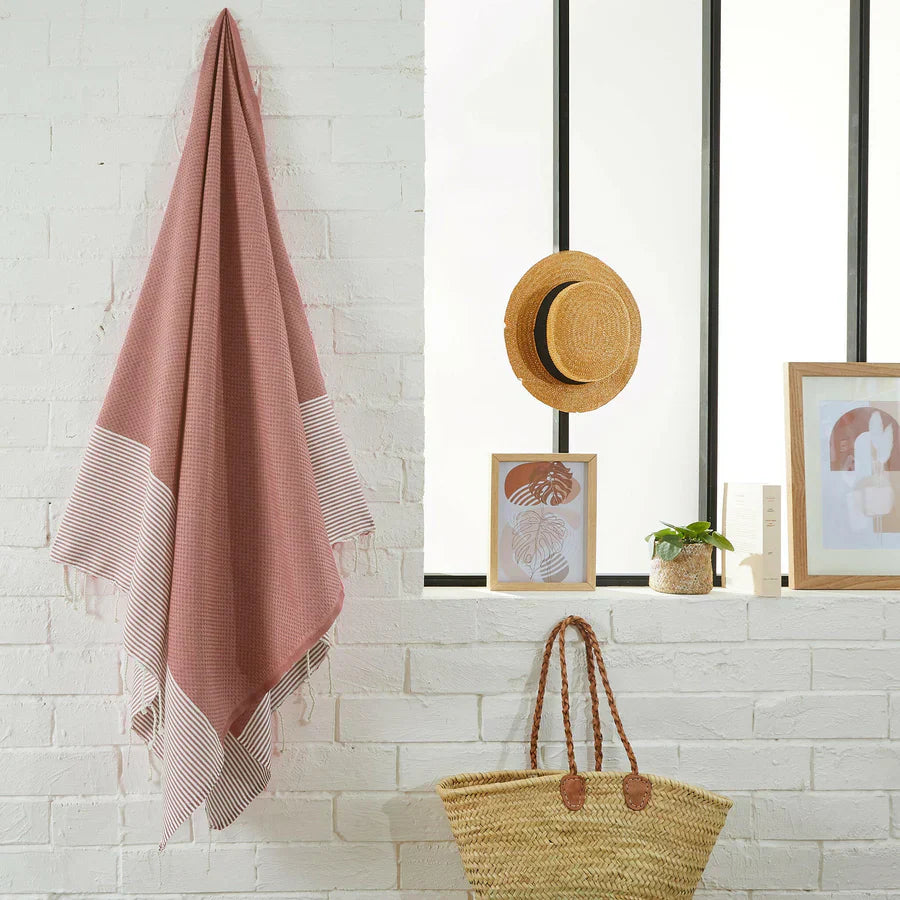 Fouta Nid D'Abeille - Rose Poudré