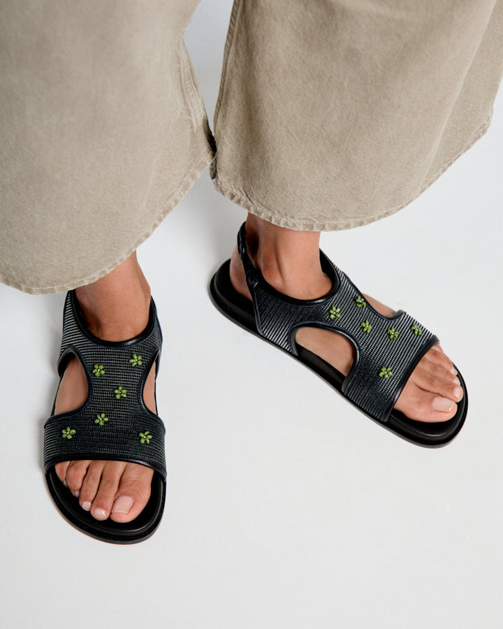 Mules Addaia Negro Malla-Verde