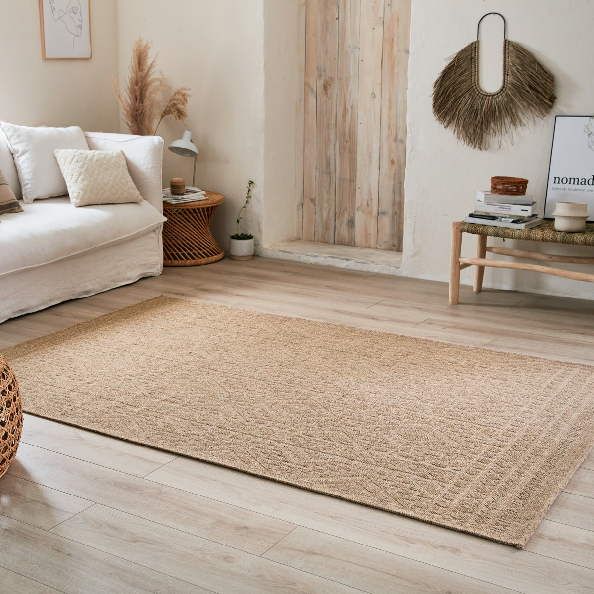 NATURE - Tapis aspect jute naturel beige à motifs losanges - NAT8729BEI NATURE