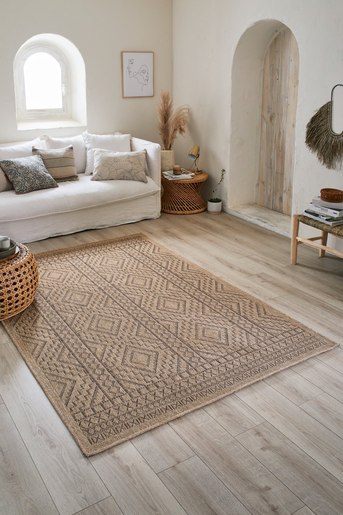 Tapis Aspect Jute - Motif Jute - Marron - Intérieur / Extérieur