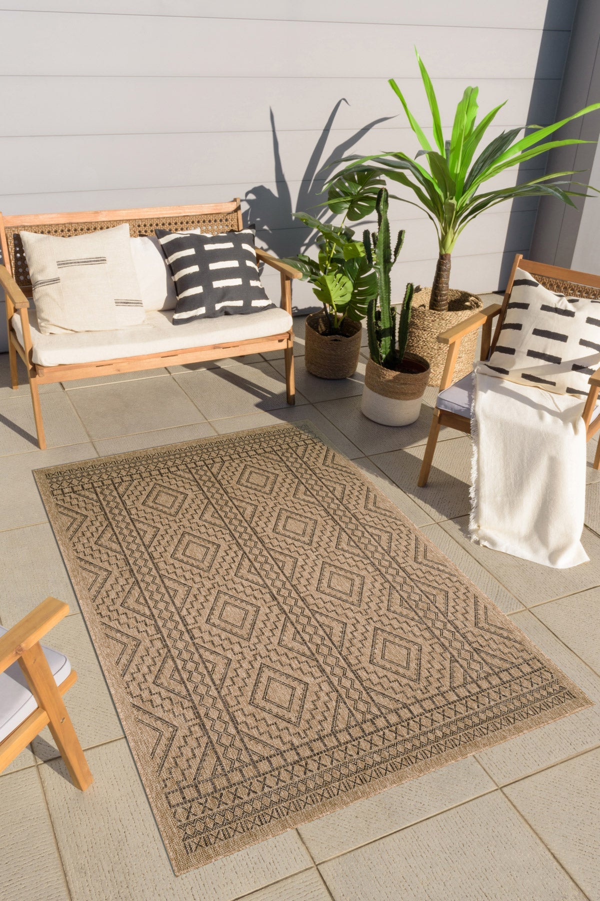 Tapis Aspect Jute - Motif Jute - Marron - Intérieur / Extérieur