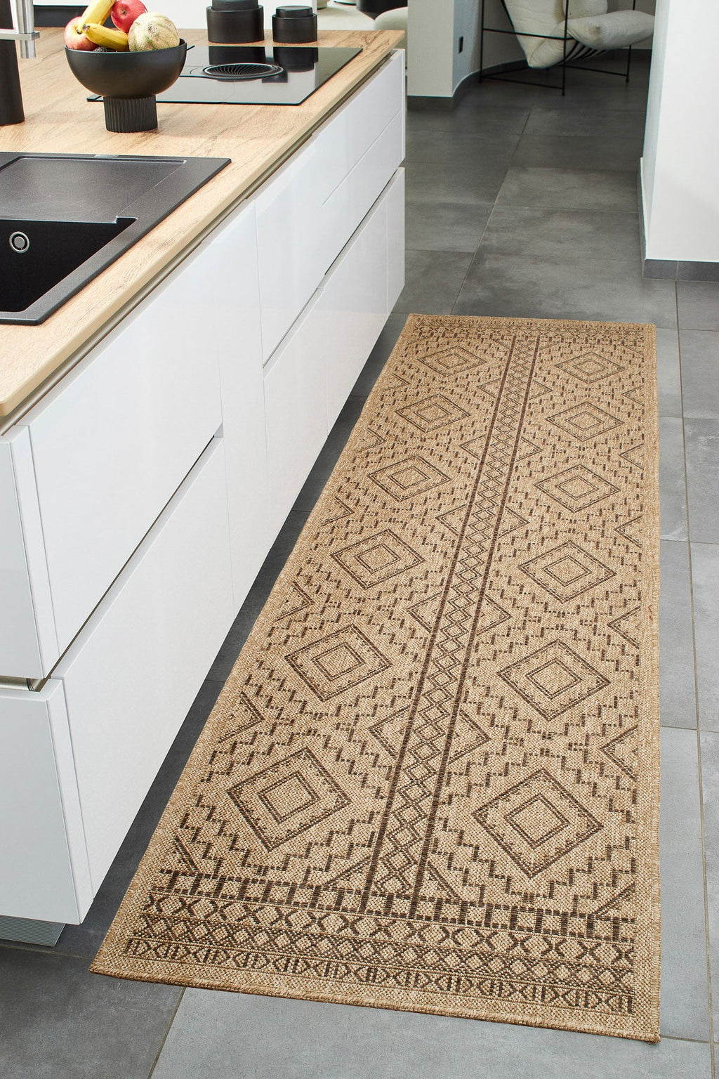 Tapis Aspect Jute - Motif Jute - Marron - Intérieur / Extérieur