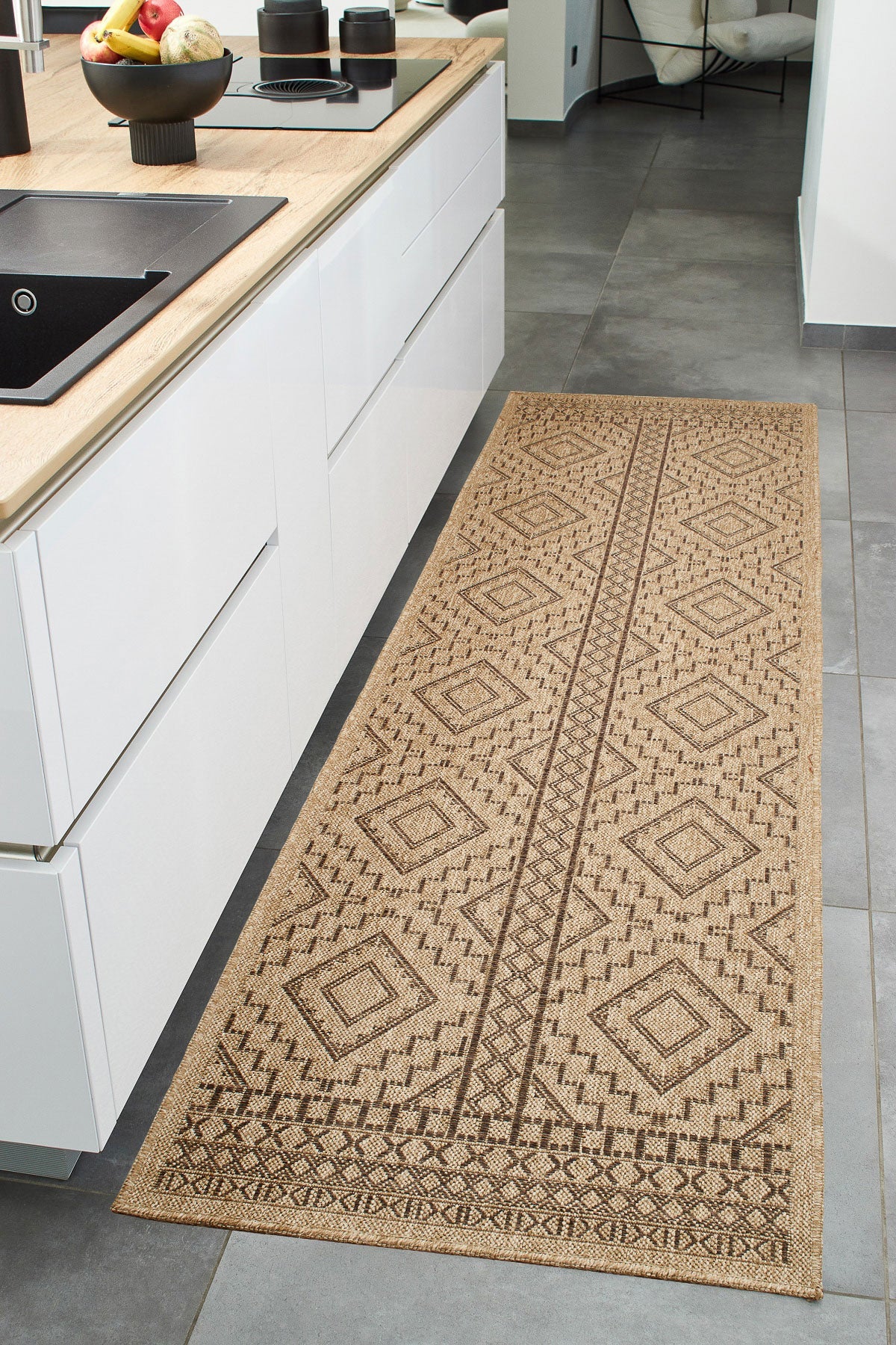 Tapis Aspect Jute - Motif Jute - Marron - Intérieur / Extérieur