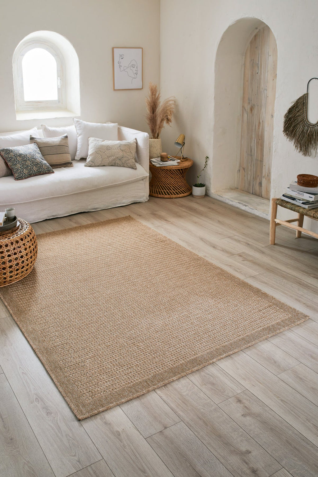 Tapis Aspect Jute - Motif Jute - Beige - Intérieur / Extérieur