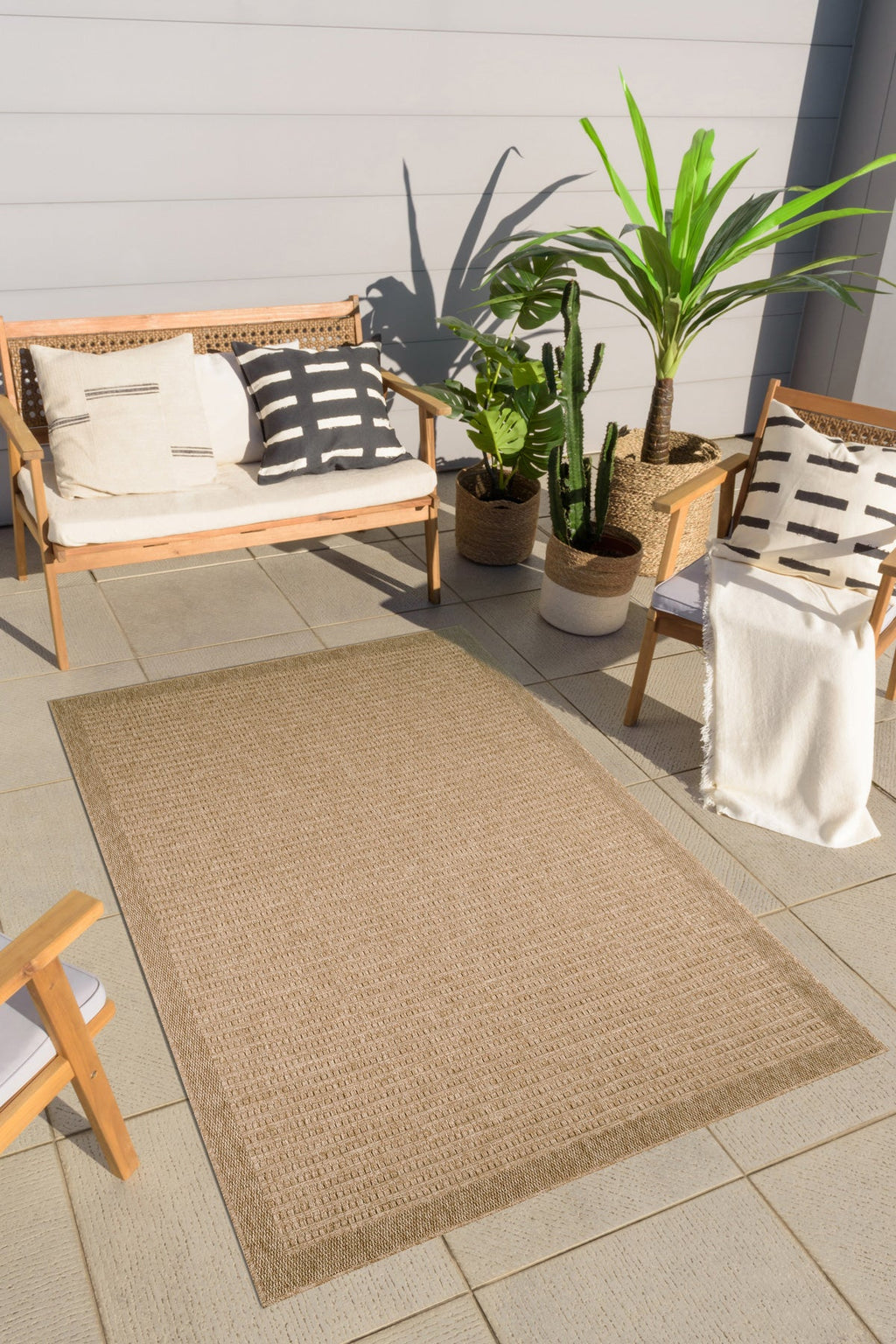 Tapis Aspect Jute - Motif Jute - Beige - Intérieur / Extérieur