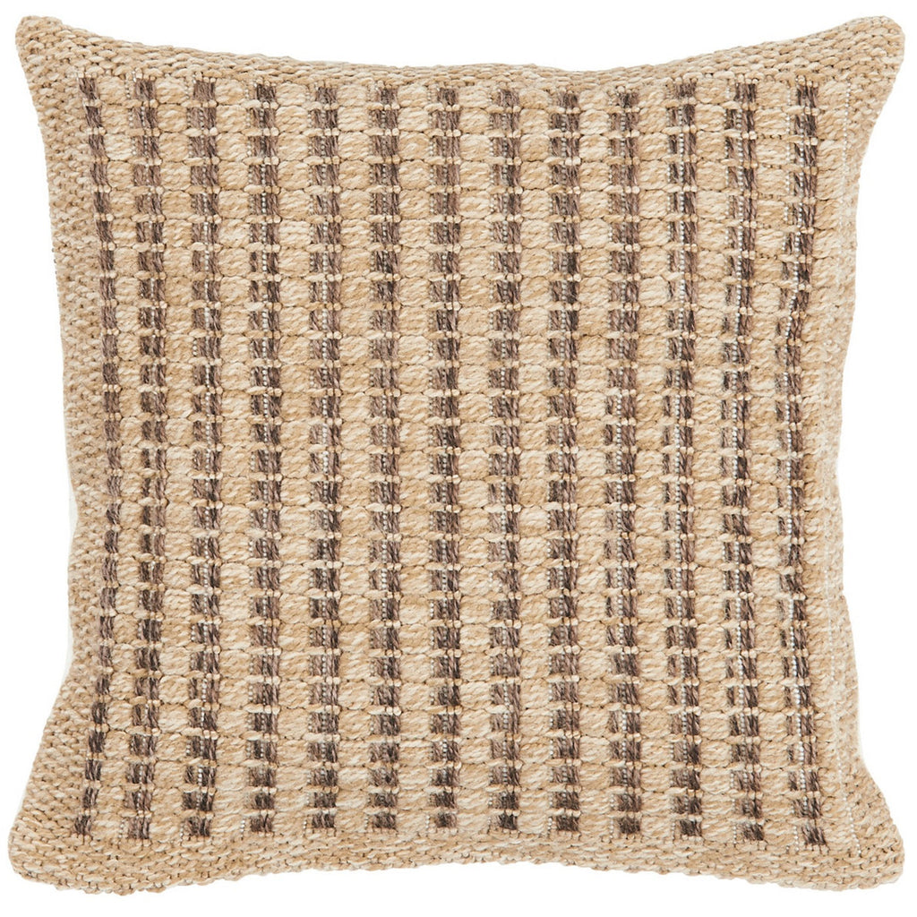 Housse De Coussin Aspect Jute 8751 - Motif Jute - Marron - Intérieur / Extérieur