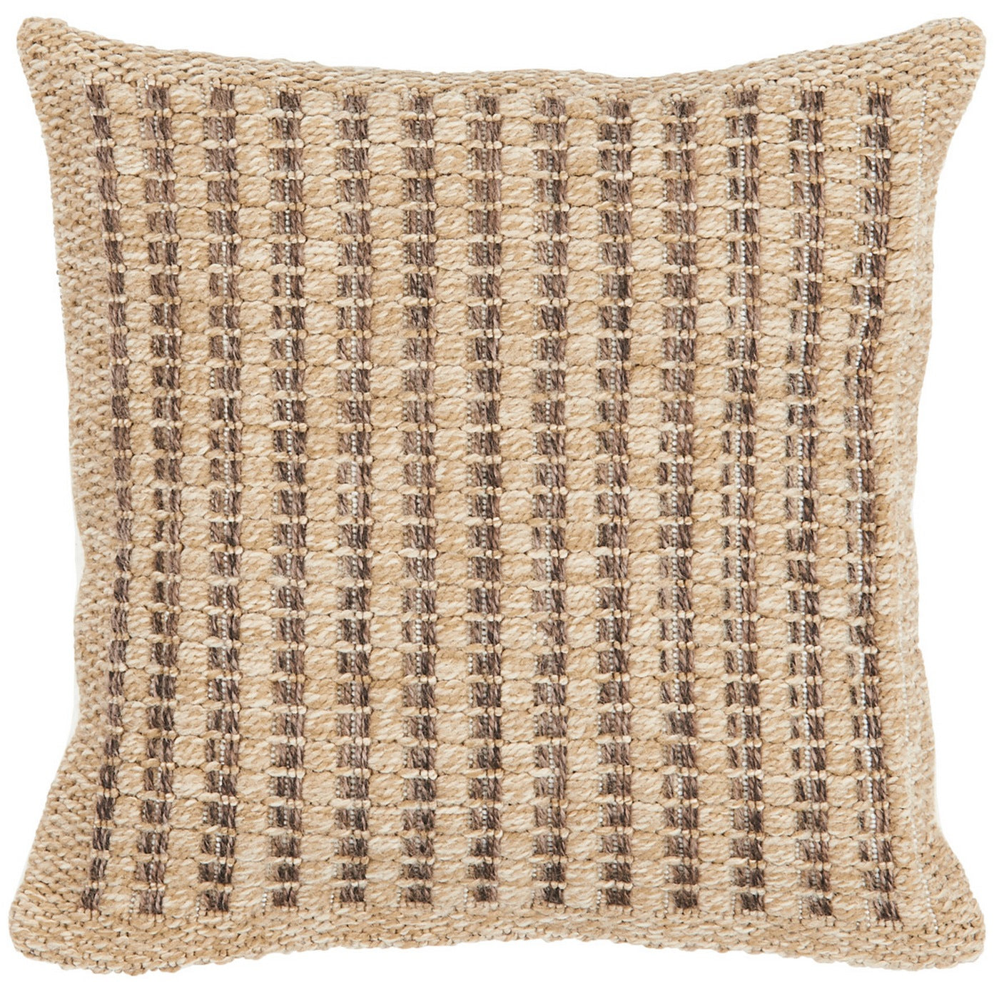 Housse De Coussin Aspect Jute 8751 - Motif Jute - Marron - Intérieur / Extérieur