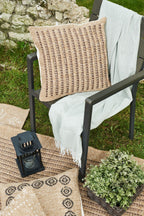 Housse De Coussin Aspect Jute 8751 - Motif Jute - Marron - Intérieur / Extérieur