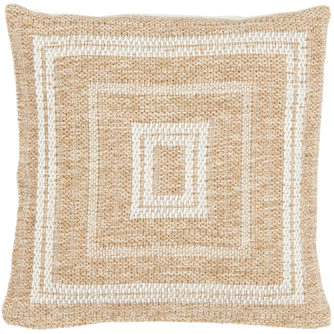 Housse De Coussin Aspect Jute 8863 - Motif Jute - Blanc - Intérieur / Extérieur