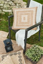 Housse De Coussin Aspect Jute 8863 - Motif Jute - Blanc - Intérieur / Extérieur