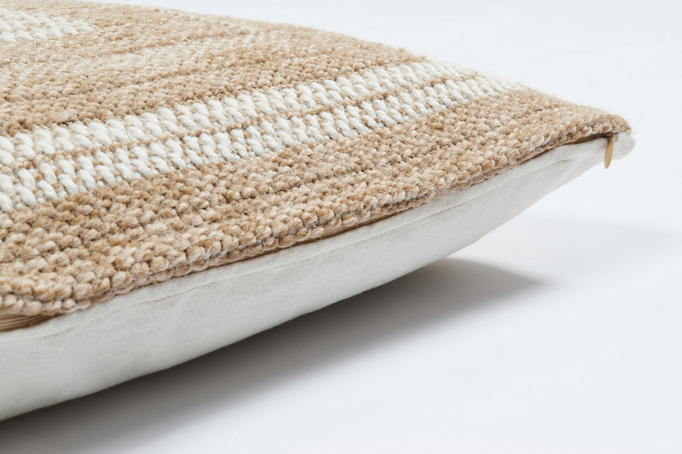 Housse De Coussin Aspect Jute 8863 - Motif Jute - Blanc - Intérieur / Extérieur