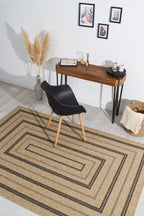 Tapis Aspect Jute - Motif Jute - Noir - Intérieur / Extérieur