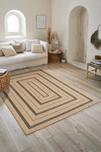 Tapis Aspect Jute - Motif Jute - Noir - Intérieur / Extérieur